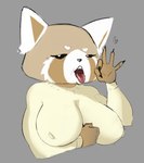 anthro blowjob_gesture female innuendo mature_female solo tongue estebon89 aggretsuko sanrio retsuko's_mother ailurid mammal red_panda