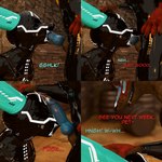 animal_genitalia animal_penis anthro armwear balls bdsm black_latex blue_body blue_eyes blue_fur blue_penis bodily_fluids body_worship bondage_gear bound brown_body brown_fur brown_sheath canine_genitalia canine_penis clothed clothing cuffs_(clothing) cum cum_in_mouth cum_inside cum_on_face drone dronesuit dronification dungeon duo erection fellatio forced fur genital_fluids genitals glistening glistening_body gloves hair handwear kneeling kneeling_on_ground latex latex_armwear latex_clothing latex_gloves latex_handwear latex_legwear latex_skinsuit legwear male male/male male_penetrated male_penetrating male_penetrating_male multicolored_body multicolored_fur multicolored_hair muscular muscular_male oral penetration penile penis red_body red_fur reflection rubber_clothing sex sheath skinsuit tail text tight_clothing vulpeware isaacjexo vulpeware_(character) jex rexouium 1:1 3d_(artwork) absurd_res comic digital_media_(artwork) english_text hi_res