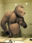 anthro anthrofied apple_inc. belly cellphone common_hippopotamus dreamworks electronics hi_res hippopotamid iphone madagascar_(series) male mammal moto_moto muscular muscular_anthro muscular_male nipples oystercatcher7 phone photo_manipulation photomorph selfie smartphone solo third-party_edit