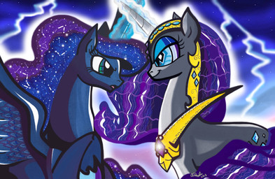 2013 armor aurora-chiaro blue_eyes constellation constellations duo equine eyeshadow female feral friendship_is_magic gem glowing hair helmet horn horse lightning makeup my_little_pony necklace night nightmare_rarity_(mlp) pony princess_luna_(mlp) purple_hair rarity_(mlp) sparkles stars unicorn winged_unicorn wings
Rating: Safe
Score: 0
User: 2DUK
Date: August 12, 2013