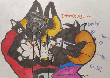 anthro black_bodily_fluids blush bodily_fluids bracelet cough curious dialogue duo eyebrows eyelashes eyeshadow eyewear femboy glasses hand_in_mouth heart_symbol horn jewelry long_eyelashes makeup male raised_eyebrow saliva saliva_string spiked_bracelet spikes text unusual_bodily_fluids justsomeidiotonline archie_comics sega sonic_the_hedgehog_(archie) sonic_the_hedgehog_(comics) sonic_the_hedgehog_(series) miles_prower_(anti-tails) purple_(justsomeidiotonline) bovid canid canine caprine fox mammal red_fox rocky_mountain_goat shadow_creature true_fox hi_res