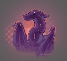 dripping female feral grey_eyes horn membrane_(anatomy) membranous_wings solo text wings tigersnowflake mythology acrasia dragon goo_creature goo_dragon mythological_creature mythological_scalie scalie english_text hi_res