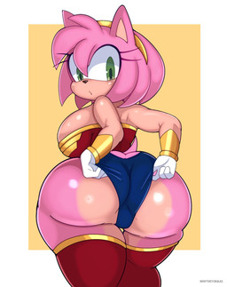 anthro back_boob big_breasts big_butt breasts butt clothing cosplay crossover_cosplay female green_eyes huge_breasts huge_butt huge_hips huge_thighs legwear leotard looking_back pink_body rear_view solo thick_thighs thigh_highs wide_hips nerftheyordles sega sonic_the_hedgehog_(series) amy_rose wonder_woman eulipotyphlan hedgehog mammal crossover hi_res