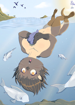 black_nipples female nipples nude open_mouth sea seashell shell solo swimming tropical underwater water meatboom reclusivesheep aquatic avian bird fish mammal mustelid otter artist_collaboration hi_res