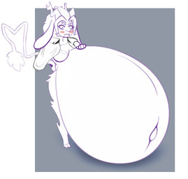 anthro antlers blush bra clothing female horn hyper hyper_pregnancy pregnant simple_background solo underwear mudamura pseudoregalia sybil_(pseudoregalia) jackalope lagomorph mammal low_res monochrome