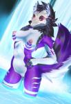 anthro breasts female genitals mask nipples pussy red_eyes skull_mask solo water waterfall theorangewolf nexus_(kain_winterhowl) abyssal_wolf canid canine mammal 2017 absurd_res digital_media_(artwork) hi_res smaller_version_at_source