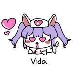 anthro blush clothing female fur hair headgear headwear heart_eyes heart_pupils heart_symbol nurse nurse_clothing nurse_headwear purple_hair solo tail white_body white_fur joeb_jib terrible_mouse fan_character lagomorph leporid mammal rabbit 1:1 hi_res