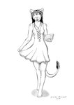 anthro book clothing clothing_pull dress dress_pull female solo sundress lionclaw1 sandra's_day sandra_lionheart felid lion mammal pantherine 2019 hi_res monochrome traditional_media_(artwork)