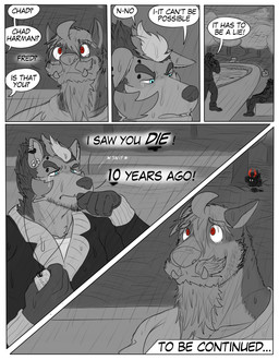 anthro barazoku beard bodily_fluids body_hair clothing clothing_pull crying dialogue dog_tags ear_piercing eyebrow_piercing facial_hair facial_piercing fangs fur grabbing group jacket leather leather_clothing leather_jacket leather_topwear male muscular muscular_anthro muscular_male mustache outside park piercing raining sad tears teeth text topwear topwear_pull trio zordykeaboo home_zomewhere_else chad_harman fred_kent mothoc arthropod canid canine canis dobermann domestic_dog german_shepherd herding_dog hybrid insect lepidopteran mammal mastiff molosser moth pastoral_dog pinscher rottweiler comic english_text hi_res