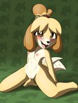 anthro bell blush blush_lines breasts female fur genitals hair kneeling leaning leaning_backward looking_at_viewer nipples nude open_mouth pussy simple_background small_breasts smile solo tail tail_motion tailwag yellow_body yellow_fur xypherdraws animal_crossing nintendo isabelle_(animal_crossing) canid canine canis domestic_dog mammal shih_tzu toy_dog 3:4 digital_media_(artwork) hi_res signature