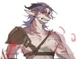 2_horns anthro biped countershading curved_horn hair horn male muscular muscular_anthro muscular_male purple_eyes purple_hair scar solo white_body white_countershading saltnak european_mythology mythology dragon mythological_creature mythological_scalie scalie western_dragon 2024