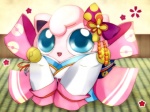 accessory asian_clothing big_eyes blue_eyes bow_(feature) bow_accessory bow_ribbon clothing decorated_bow dress east_asian_clothing female floral flower flower_accessory flower_bow hair_accessory hair_bow hair_ribbon hair_tassels head_tuft japanese_clothing pattern_accessory pattern_bow plant pokeball_accessory pokeball_bow pokeball_print print_accessory print_bow ribbons smile solo spotted_accessory spotted_bow star tassels tuft souda nintendo pokemon generation_1_pokemon jigglypuff pokemon_(species) waddling_head 4:3