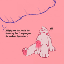 anthro balls big_penis dialogue duo feet foot_fetish foot_focus foot_play genitals huge_penis male micro nude penis shrinking size_difference size_transformation stomping text trampling transformation underfoot inabunstar lagomorph leporid mammal rabbit 1:1 english_text hi_res