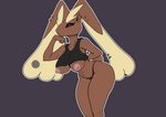 anthro breasts clothing curvy_figure ear_piercing ear_ring eyeshadow female g-string makeup nipples piercing red_eyes ring_piercing shirt small_shirt solo tank_top thong topwear underwear sabrotiger nintendo pokemon generation_4_pokemon lagomorph lopunny mammal pokemon_(species) absurd_res digital_media_(artwork) hi_res