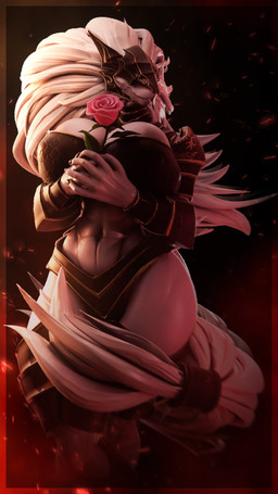 abs anthro areola areola_slip armor big_breasts big_hair breasts cleavage clothed clothing crossgender dark_areola female flower fur hair headgear helmet holding_flower holding_object holding_rose huge_breasts long_hair mtf_crossgender muscular muscular_female navel plant rose_(flower) smile solo tail thick_thighs vambrace white_body white_fur white_hair wind springycharna da.nilkaz_(modeler) elden_ring fromsoftware maliketh_(elden_ring) canid canine canis mammal wolf 3d_(artwork) 4k 9:16 absurd_res digital_media_(artwork) hi_res warm_colors