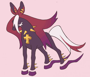 cross female feral hair pink_background purple_hair red_hair simple_background solo spikes spikes_(anatomy) clockstops3am conditional_dnp nintendo pokemon equid equine generation_8_pokemon legendary_pokemon mammal pokemon_(species) spectrier