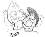 anthro bed blush cuddling duo furniture male male/male on_bed under_covers 89bsbs nintendo splatoon drizzler_(splatoon) fish marine salmonid_(splatoon) steel_eel_driver