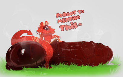 anthro balls big_balls bodily_fluids clothing darkened_genitalia demonic dialogue dripping ear_piercing footwear fur genital_fluids genitals grass huge_balls humanoid_genitalia humanoid_penis hyper hyper_balls hyper_genitalia impractical_clothing machine male musky_penis penis piercing plant precum precum_drip red_body sandals shoes solo spade_tail striped_body striped_fur stripes tail text curseofdreg protogen english_text hi_res