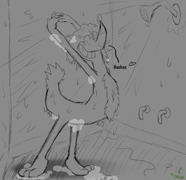 anthro barefoot bathing breasts featureless_breasts featureless_crotch feet female fur giggling grin hair nude nude_anthro nude_female shower smile solo stretching suds water wet wet_body wet_fur wet_hair spongesquirrel44 camp_lazlo cartoon_network jane_doe_(camp_lazlo) deer mammal absurd_res hi_res monochrome traditional_media_(artwork)