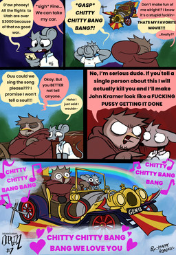 anthro blush blush_lines brown_body brown_clothing brown_fur brown_hoodie brown_topwear buckteeth cellphone clock clothed clothed_anthro clothed_male clothing death_threat dialogue duo electronics fully_clothed fully_clothed_anthro fully_clothed_male fur grey_body grey_fur holding_cellphone holding_object holding_phone holding_smartphone holy_cross hoodie male mormon musical_note musical_symbol obese obese_anthro obese_male outside overweight overweight_anthro overweight_male phone profanity red_clothing red_hoodie red_topwear shirt singing smartphone speech_bubble symbol teeth text threatening topwear watch whiskers white_clothing white_shirt white_topwear wristwatch happyroadkill chitty_chitty_bang_bang isaiah_the_mormon_mouse orin_owl avian bird mammal mouse murid murine owl rodent 2026 comic english_text hi_res multiple_scenes