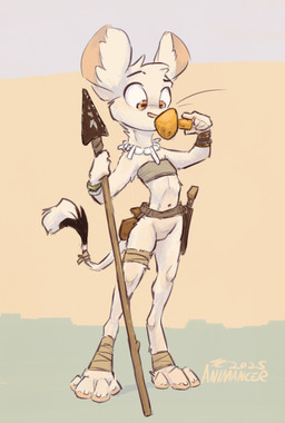 albino anthro bandage bottomless breasts clothed clothing crop_top female fungus fur green_eyes jewelry melee_weapon mushroom necklace pink_eyes polearm shirt skinny small_breasts solo spear standing topwear tribal tribal_clothing weapon white_body white_fur animancer luck_(animancer) dipodid jerboa mammal rodent colored_sketch hi_res sketch