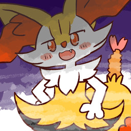ambiguous_anthro ambiguous_gender anthro biped blush blush_stickers cute_fangs dipstick_tail fangs food front_view hands_on_hips head_tilt looking_at_viewer markings object_in_tail open_:3 open_mouth open_smile shrimp_(food) smile solo standing tail tail_markings teeth annyui0611 nintendo pokemon braixen canid generation_6_pokemon mammal pokemon_(species) 1:1 2023 digital_drawing_(artwork) digital_media_(artwork) hi_res japanese_description portrait three-quarter_portrait translated_description