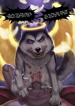animal_genitalia animal_vulva bestiality bodily_fluids canine_genitalia canine_vulva command cowgirl_position cum cum_in_vagina cum_inside cum_request dialogue dominant dominant_female dominant_feral duo female female_dominating_human female_dominating_male female_on_human female_on_top female_penetrated feral feral_dominating_human feral_dominating_male feral_on_top feral_penetrated first_person_view from_front_position genital_fluids genitals halo human_on_feral human_penetrating human_penetrating_female human_penetrating_feral insemination_request internal interspecies looking_at_viewer looking_pleasured male male/female male_on_bottom male_on_feral male_penetrating male_penetrating_female male_penetrating_feral on_bottom on_top penetration penile penile_penetration penis_in_vagina power_bottom questionable_consent requesting sex spread_wings submissive submissive_human submissive_male talking_feral text tongue tongue_out vaginal vaginal_penetration vulva wings anakkecilbrengosan canid canine canis celestial_being domestic_dog human husky mammal nordic_sled_dog spitz absurd_res english_text hi_res