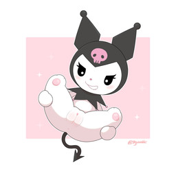 anthro anus belly black_clothing black_headwear black_hood black_sclera black_tail blush blush_lines chibi clothing female genitals hands_under_legs headgear headwear hood open_mouth open_smile pawpads paws pink_blush pink_pawpads plump_labia pointed_tail presenting presenting_vulva pupils purple_nose shadow simple_background skull_symbol smile smug_smile solo spade_tail sparkles spread_legs spreading tail teeth vulva white_belly white_body white_face white_hands white_legs white_pupils white_vulva young young_anthro young_female zyuuniie onegai_my_melody sanrio kuromi demon lagomorph leporid mammal rabbit 1:1 absurd_res hi_res signature