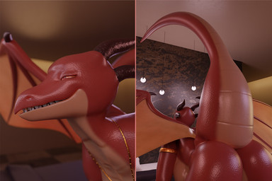 absorption_vore anthro bed bedroom big_breasts breasts female furniture gold_(metal) gold_jewelry horn jewelry nude nude_anthro nude_female raised_tail solo swallowing tail tail_bulge tail_fetish tail_play tail_vore vore wings hiddenmask18 mythology tila_(hiddenmask18) dragon mythological_creature mythological_scalie scalie 3:2 3d_(artwork) blender_(artwork) comic digital_media_(artwork)