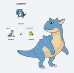 ambiguous_gender biped blue_body blue_ears blue_horn brown_eyes feral glistening glistening_eyes horn mouth_closed solo yellow_body yellow_inner_ear milk-jug nintendo pokemon generation_1_pokemon hybrid lapras pokemon_(species) sandshrew multiple_images