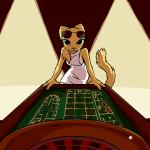 anthro barely_visible_areola barely_visible_nipples big_breasts breasts casino clothed clothing female fur hair looking_at_viewer nipples roulette roulette_table roulette_wheel side_boob solo spy yellow_body yellow_fur bluedraggy kazerad microsoft prequel_adventure the_elder_scrolls rajirra felid khajiit mammal 1:1 2d_animation animated crossover short_playtime