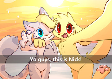 anthro beach blue_eyes camera_phone camera_view charming chest_tuft duo fluffy fluffy_tail fur grey_body grey_fur hair looking_at_viewer male nude pixelated red_eyes selfie selfie_pose simple_background smile tail text timid tongue tuft yellow_body yellow_fur conditional_dnp joxh nick_(joxh) sol_(joxh) bird_dog canid canine canis domestic_cat domestic_dog felid feline felis golden_retriever hunting_dog mammal retriever artist_name digital_media_(artwork) hi_res pixel_(artwork) shaded