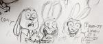 2016 anthro comic dialogue disney english_text excited female hi_res lagomorph leporid male mammal monochrome nicolaswildes_(artist) rabbit text traditional_media_(artwork) zootopia