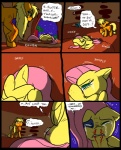 2012 applejack_(mlp) black_eye_(injury) blonde_hair blood bodily_fluids bruised clothed clothing comic cowboy_hat crying cutie_mark dialogue digital_media_(artwork) duo earth_pony english_text equid equine feathered_wings feathers female feral fluttershy_(mlp) freckles friendship_is_magic fur green_eyes hair hasbro hat headgear headwear horse inside lying mammal metal_(artist) my_little_pony mythological_creature mythological_equine mythology night nosebleed orange_body orange_fur pegasus pink_hair pony sad tears text wings wounded yellow_body yellow_feathers yellow_fur