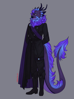 anthro antlers big_tail black_boots black_bottomwear black_cape black_clothing black_footwear black_jacket black_pants black_shirt black_topwear blue_eyebrows blue_eyes blue_hair blue_inner_ear boots bottomwear cape cheek_tuft clothed clothing double_ears eyebrows facial_tuft fluffy fluffy_tail footwear fur gem hair head_tuft horn jacket jewelry legwear looking_at_viewer male neck_tuft pants purple_body purple_cape purple_clothing purple_fur purple_hair purple_nose sash shirt shoes simple_background slim solo standing tail tail_tuft thick_tail topwear tuft wavy_hair goddamnitrobin mythology jasper_(jasperdragibou) deer dragon eastern_dragon mammal mythological_creature mythological_scalie new_world_deer reindeer scalie 3:4 digital_media_(artwork) hi_res