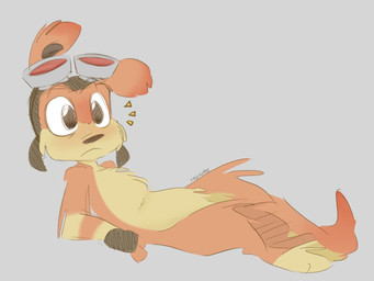 blush chest_tuft feral fur male multicolored_body multicolored_fur semi-anthro simple_background solo surprised tuft two_tone_body two_tone_fur waking_up najalatte jak_and_daxter naughty_dog sony_corporation sony_interactive_entertainment daxter mammal mustelid ottsel digital_media_(artwork)