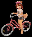 anthro armor bicycle biped bottomwear clothed clothing dolphin_shorts female hair headgear helmet open_mouth open_smile shirt shorts simple_background smile solo tail topwear transparent_background vehicle young young_anthro young_female b-ern pompom_(b-ern) rocketgirl mammal rodent sciurid alpha_channel hi_res