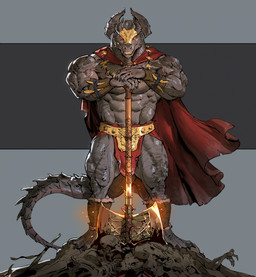 abs after_battle aftermath anthro armor axe barazoku barbarian barbarian_outfit barefoot battle_axe big_muscles blood blood_on_object blood_on_weapon bodily_fluids bone bottomwear bracers cape claws clothing corpse exposed_bone feet flowing_cape glistening glistening_body glowing glowing_eyes grey_body grey_scales grey_skin grin grinning_at_viewer headpiece holding_object holding_weapon horn loincloth looking_at_viewer male melee_weapon muscular muscular_anthro muscular_arms muscular_male muscular_thighs pose red_cape red_clothing red_eyes scales shining_weapon skeleton smile smiling_at_viewer smirk smirking_at_viewer solo tail thick_neck thick_thighs toe_claws triumphant unconvincing_armor weapon weapon_on_ground pacelic dungeons_and_dragons hasbro wizards_of_the_coast drogoroth dragonborn_(dnd) scalie hi_res