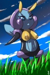2015 2:3 anthro arthropod blue_eyes breasts female generation_3_pokemon illumise insect looking_at_viewer nintendo nipples non-mammal_breasts pokemon pokemon_(species) solo virate-chip