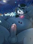 anthro balls belly bodily_fluids cum erection genital_fluids genitals humanoid_hands male moobs moon night nipples overweight overweight_anthro overweight_male penis solo mtflying30371 bear mammal 2018 3:4 hi_res