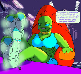2_toes barefoot big_feet bodily_fluids feet female foot_fetish foot_focus macro micro profanity sweat sweaty_feet text toes bossingtin invader_zim nickelodeon alien irken absurd_res english_text hi_res