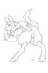 anus arm_sleeves balls barefoot bent_over big_butt big_thighs black_and_white butt claws crossdressing digitigrade dreadlocks erection fur looking_at_viewer looking_back lucario male matt_burt monochrome nintendo open_mouth pawpads paws penis plain_background pokémon presenting presenting_hindquarters raised_tail skirt solo spikes spread_butt spreading tongue video_games white_background
Rating: Explicit
Score: 13
User: Jugofthat
Date: April 01, 2014