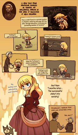 alternative_fashion blonde_hair blue_eyes bone bound cave chair chalk chalkboard classic_lolita classroom clothed clothing collar crossdressing desk dress explanation female femboy food furniture group hair information_board inside j-fashion jewelry leash lolita_(fashion) long_hair looking_at_viewer male meat necklace nude on_chair open_mouth pendant professor punishment rope school science scientific_experiment sitting skull smile solo_focus student table tail tail_motion tailwag teacher teacher_and_student teaching teeth text torture wildchild ri_yo canid canine canis domestic_dog human mammal comic digital_media_(artwork) hi_res japanese_text translated