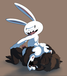 3_toes 4_fingers anal anthro anus big_ears brown_body brown_skin butt butt_grab clothing dark_body dark_skin duo erection eyes_closed facesitting feet fingers genitals hand_on_butt hat headgear headwear humanoid_genitalia humanoid_penis looking_at_viewer looking_back lying male male/male male_on_bottom male_on_top male_penetrated male_penetrating male_penetrating_male naughty_face nude on_back on_bottom on_top oral penetration penis rear_view rimming sex sitting_on_another straddling teeth toes tongue tongue_out jerseydevil guild_wars sam_and_max irakaz max_(sam_and_max) asura humanoid lagomorph leporid mammal rabbit hi_res