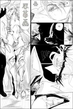 animal_genitalia anthro balls beak becoming_erect clothed clothing dialogue erection feather_hands feathers fur genitals group hair latex latex_clothing looking_at_viewer male male/male nude open_mouth penis sheath simple_background smile text topwear trio codlam avian bird canid canine fox mammal scalie 2026 comic digital_media_(artwork) english_text hi_res monochrome multiple_scenes