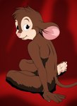 anthro black_eyes brown_body brown_fur butt fur looking_at_viewer male nude pink_nose simple_background sitting solo tail grummancat an_american_tail don_bluth fievel_mousekewitz mammal mouse murid murine rodent hi_res