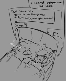 after_sex anthro antlers asking_for_more bed bed_sheet bedding blush bodily_fluids cigarette covered_eyes dialogue duo female furniture hair hand_behind_head horn human_on_anthro infidelity interspecies long_hair male male/female nude one_eye_obstructed pillow smoke smoking smoking_cigarette snout sweat text unknown_artist deltarune undertale_(series) dess_holiday kris_dreemurr deer human mammal new_world_deer reindeer english_text monochrome sketch