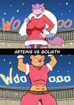 anthro arena christmas_clothing clothing crowd duo female fur group holidays male pink_body pink_fur red_nosed snow snowing bluebirdoasis christmas artemis_(bluebirdoasis) goliath_(bluebirdoasis) bear canid canine canis mammal wolf absurd_res comic hi_res