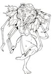 6_wings 8_arms animal_limbs apron barefoot black_line_art body_horror clothing creepy dress excited eyes_everywhere face_tentacles feet female for_a_head hand_on_face happy head_in_hands insect_wings looking_at_viewer multi_arm multi_eye multi_limb multi_wing on_one_leg pose simple_background solo standing tentacle_tongue tentacles tongue waiter waitress_outfit wings harvey_mutton bloodborne fromsoftware sony_corporation sony_interactive_entertainment animal_head animal_humanoid arthropod arthropod_humanoid eldritch_abomination fly_(animal) fly_humanoid garden_of_eyes_(bloodborne) humanoid insect insect_humanoid kin_(bloodborne) monster monstrous_humanoid black_and_white full-length_portrait hi_res line_art monochrome portrait