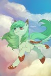 brown_body brown_eyes brown_fur cloud ear_piercing ear_ring feathered_wings feathers female feral fur green_body green_fur green_mane green_tail looking_at_viewer mane piercing ring_piercing smile solo sprinkles sprinkles_in_fur tail wings conditional_dnp nikoyishi hasbro my_little_pony mythology fan_character pistachio_winter_(nikoyishi) equid equine mammal mythological_creature mythological_equine pegasus 2024 2:3 digital_media_(artwork) hi_res shaded signature